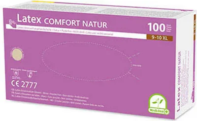 Produktbild von Medi-Inn Latex Comfort Natur Einmalhandschuhe puderfrei (XL, 100 Stück)