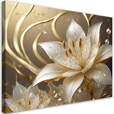 Produktbild von Leinwandbild Blühende Glamourblume 100x70 Feeby Gold bild für die wand bereit zum aufhängen