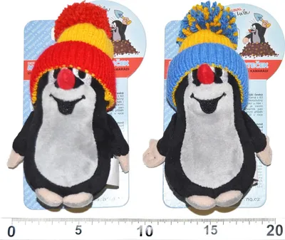 Image de Krtek s kulichem modro-žlutým plyš 15cm  na kartě