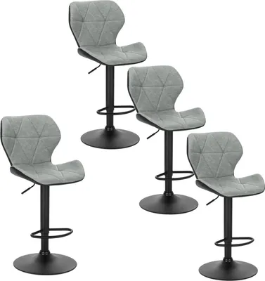 Produktbild von EUGAD 4 x Barhocker, höhenverstellbar und drenbar, aus Kunstleder Metall, Grau