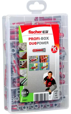 Produktbild von Fischer 538621, Dübel, Autoklaven-Porenbeton, Gipskarton, Nylon, Grau, Rot, 132 Stück(e), 6 x 50, 8 x 65 and 10 x 80