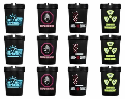 Image de Lot de 12 Cendriers Anti-Fumée Luminescents avec Couvercle Design Original