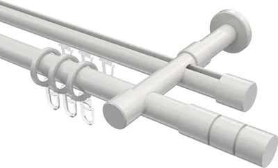 Produktbild von Interdeco Rundrohr-Innenlaufstange / Gardinenstange (Kombination) Weiß, Typ Prestige Elanto (Rillenzylinder), 20 mm Ø 2-läufig, 420 cm