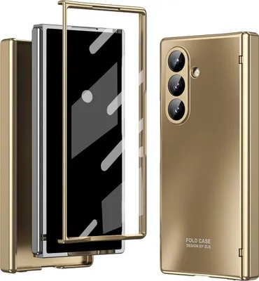 Immagine prodotto di Custodia rigida in PC placcata elettroliticamente per Samsung Galaxy Z Fold 7 con cerniera e protezione dello schermo Oro
