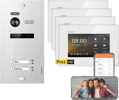 Produktbild von BALTER EVO HD WiFi Unterputz Silber 4x7" Monitor Weiß Video Türsprechanlage Set 2 Teilnehmer