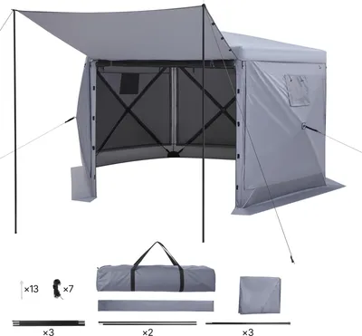 Immagine prodotto di SucceBuy gazebo pop-up, 3,6x3,6x2,2 m, spaziosa tenda da campeggio esagonale con tetto staccabile e borsa per il trasporto, tenda per feste e protezione dal sole, adatta per 8-10 persone, ideale per giardino, cortile e patio
