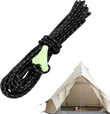 Obrázok produktu pre Napínacie lano – Klimtouw Outdoor – Bezpečnosť pri kempovaní – Reflexné vlákna – 4 metre – Čierna farba