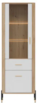 Productafbeelding van Furniture24 Vitrinekast Dante Dt13, vitrine 70,5 x 197 x 40 cm - Cremona eikenhout/wit