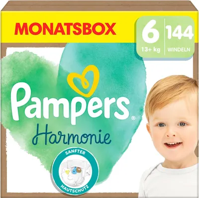 Produktbild von Pampers Harmonie Windeln Größe 6, 144 Windeln, 13kg+, sanfter Hautschutz mit 100Prozent Pampers Schutz