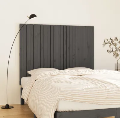 Image de The Living Store Tête de lit murale Gris 146,5x3x110 cm Pin massif