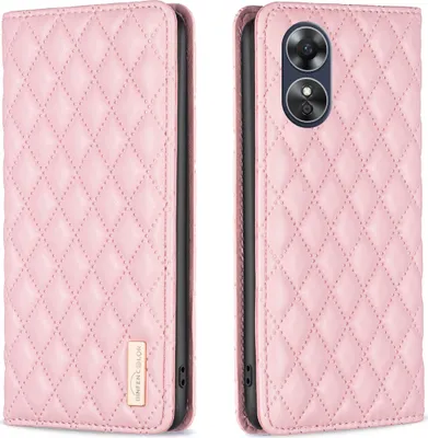 Produktbild von OPPO A17 Hülle, Elegant Bookstyle Flip Leder Kartenfächer Schutzhülle mit Ständer für OPPO A17 Pink