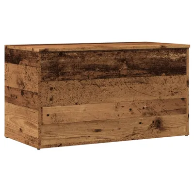 A wooden storage chest with a rustic, reclaimed wood appearance, presented against a white background.
