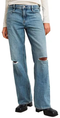 Image de G-STAR Jeans pour femmes, modèle Judee, taille basse, coupe ample, couleur bleu (effilochés, délavés, style "Fjord", référence D22889)