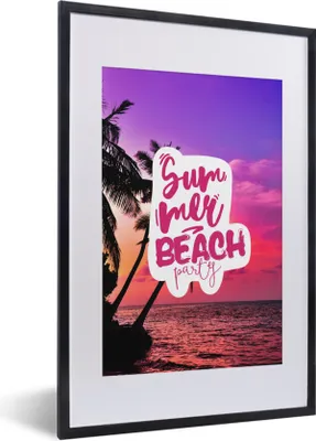 Produktbild von MuchoWow® Gerahmtes Poster Sommer - Zitate - Rosa 40x60 cm - Poster mit Schwarzem Bilderrahmen Wandposter Rahmen Foto Bilder - Poster in Rahmen