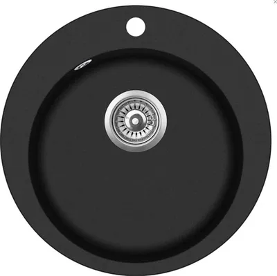 Produktbild von LAVABO 12090 Küchenspüle SATURN in schwarz mit Ablauf in Chrom / Rundbeckenspüle / Kompositspüle