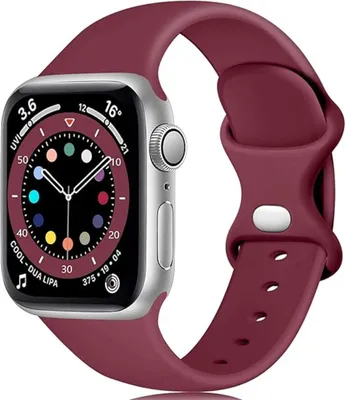 Produktbild von Apple Watch Armband 42mm 44mm 45mm 46mm 49mm  Weiches Silikon Band für iWatch 1 2 3 4 5 6 7 8 9 10 SE Ultra Ultra2,Weinrot