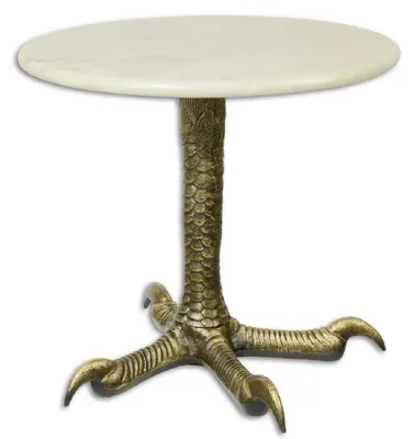 Immagine prodotto di Casa Padrino tavolino di design in ghisa con piano in marmo color ottone antico / bianco Ø 50 x H. 44,5 cm - Mobili da soggiorno di design