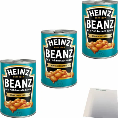 Produktbild von Heinz Baked Beans 3er Pack (3x415g Dose) + usy Block