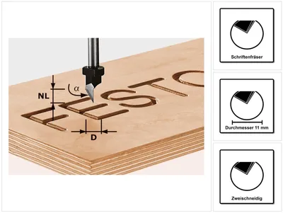 Productafbeelding van Festool letterfrees HW S8 D11/60° 11 mm diameter 8 mm schacht ( 491003 )