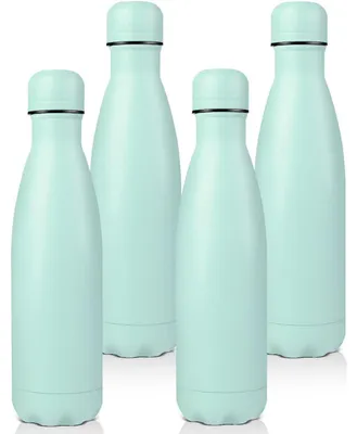 Immagine prodotto di Borraccia in acciaio inossidabile da 500 ml, thermos a doppia parete, blu, set da 4