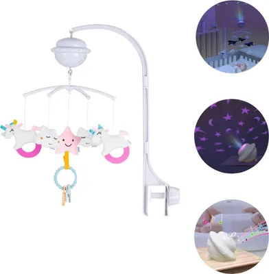 Produktbild von Chipolino Musikmobile Bluetooth-Funktion Projektor Plschfiguren Universalklemme rosa