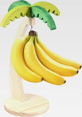 Produktbild von Bananenhalter, Bananenhalter mit Edelstahl-Haken, Holz-Bananenaufhänger, multifunktional, dekorativer Bananenständer für Zuhause