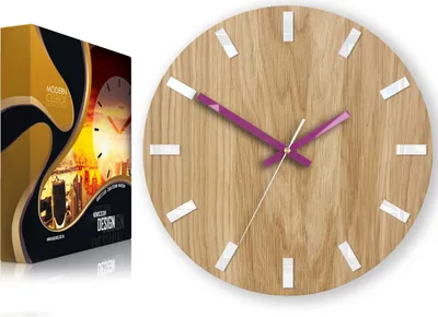 Produktbild von ModernClock, Wanduhr, Wohnzimmer, 33cm, große Wanduhr aus Eiche, Simple