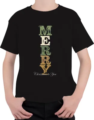 Produktbild von MERRY Christmas to You Weihnachten Weihnachtsgeschenk Vintage Uni Kinder T-Shirt, Schwarz, 128
