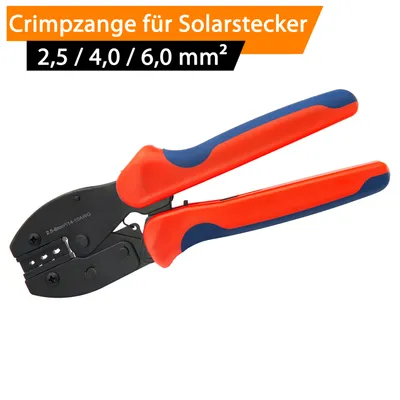 Produktbild von ORSEM Crimpzange für MC4 Solarstecker und Solarkabel Solar PV Kabel 2,5 / 4,0 / 6,0 mm² mit Ratschen Anschluss Solarzange Photovoltaik Presszange