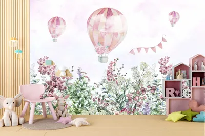 Zdjęcie produktu dla DECO WALLS fototapeta do pokoju dziecięcego łąka i balony - wyjątkowa trwałość XXL 240x360 cm
