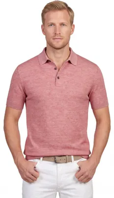Produktbild von Barbour Buston Polo rot meliert kurzer Ärmel normale Passform