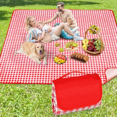 Produktbild von Picknickdecke 300 x 200 cm, wasserdicht, sanddicht, rot, für draußen