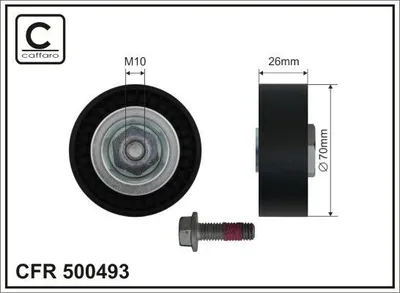 Produktbild von CAFFARO 500493 Umlenkrolle Keilrippenriemen 70mm für PORSCHE 911 (997) BOXSTER (987) 911 Cabriolet (997) CAYMAN (987) 911 Targa (997)
