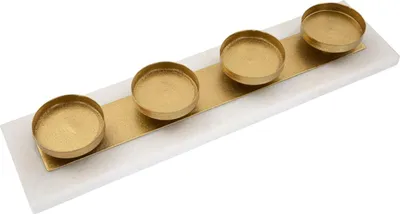 Immagine prodotto di Mauro Ferretti Supporto per candele in marmo e metallo dorato per 4 candeline (40x10x5 cm)