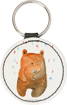 Produktbild von Mr. & Mrs. Panda Schlüsselanhänger Bär Party - Weiß - Geschenk, Geburtstag, Lustig, Taschenanhänger, edel, Feiern, schlüsselbund anhänger, Geburtstagsgeschenk, klein