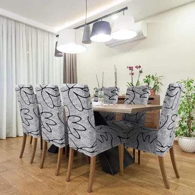 Produktbild von Stuhlhussen 4er Set Groß Stretch Stuhlbezug, Graffiti Modernes Muster Abnehmbarer Waschbar Stuhl Hussen für Schlafzimmer, Wohnzimmer, Esszimmerstühle