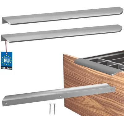 Productafbeelding van KOTARBAU Set van 2 meubelgrepen, kastgreep, 340 mm, mat zilver, achterschroefgrepen, randgreep, ladegrepen, keuken, modern, 340 mm