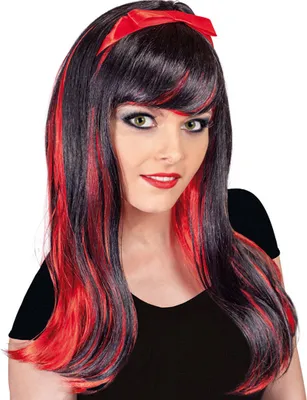 Produktbild von Perücke Mila Schwarz Rot Karneval Fasching Halloween Party Cosplay