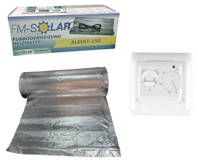 Produktbild von 3m² Elektrische Fußbodenheizung 150W/m² elektro Bodenheizung ALU + Thermostat Analog Weiß