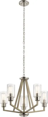 Produktbild von Kronleuchter Metall Glas B: 61,1 cm H: max. 253,4 cm in Silber Grau Antik E27 Modern Lüster Pendelleuchte
