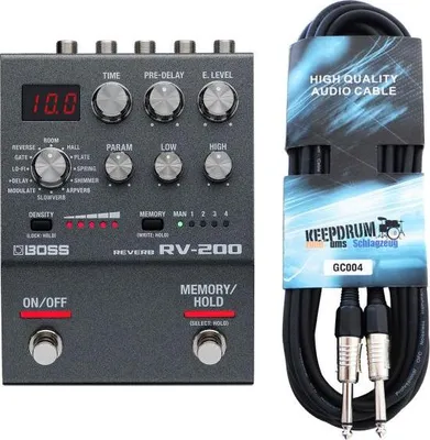 Produktbild von Boss RV-200 Reverb Hall-Effektgerät mit Klinkenkabel