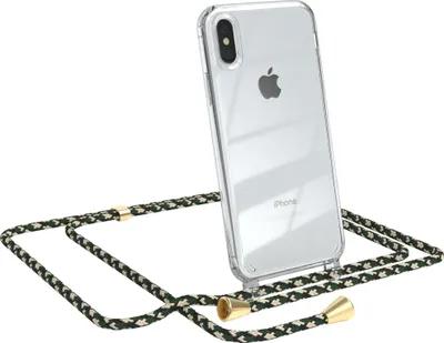 Produktbild von EAZY CASE Handykette kompatibel mit Apple iPhone XS Max, Handyhülle mit Umhängeband, Handykordel, Schutzhülle Clear, Band in Grün