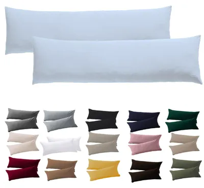 Produktbild von Kissenbezug für Seitenschläfer, 40 x 145 cm – 2er-Set. Hellblauer Kissenbezug mit Reißverschluss. 100 % Mikrofaser. Strapazierfähig und hypoallergen.