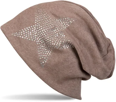 Produktbild von styleBREAKER klassische Uni Beanie Mütze mit Stern Strass Applikation, warm 04024023