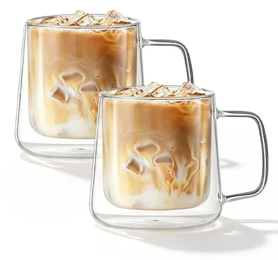 Produktbild von Set aus 2 doppelwandigen Latte Macchiato-Gläsern mit Henkel