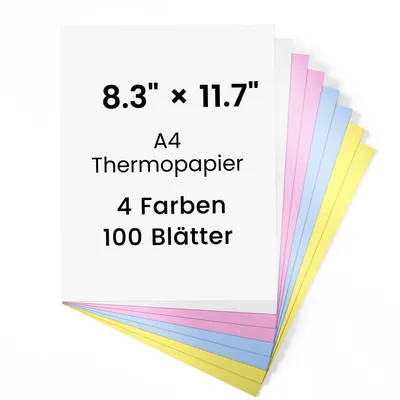 Image de Papier thermique couleur Phomemo A4 pour imprimantes M08F/M832/M833/M834, papier thermique à séchage rapide, 210 x 297 mm, 4 couleurs, 100 feuilles au total