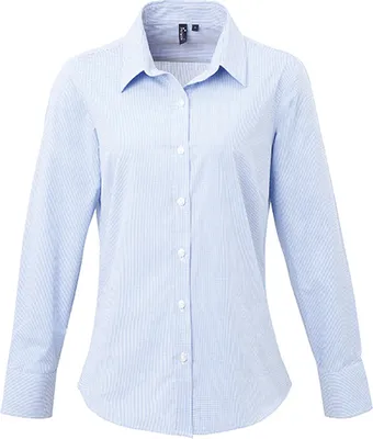 Produktbild von Premier Workwear Women´s Microcheck (Gingham) Long Sleeve Baumwolle Shirt