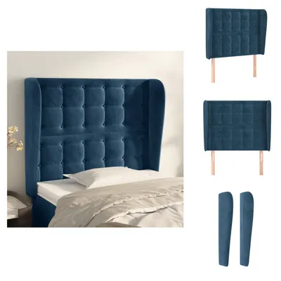 Produktbild von vidaXL Kopfteil mit Ohren Dunkelblau 83x23x118/128 cm Samt -  Kopf- & Fußenden