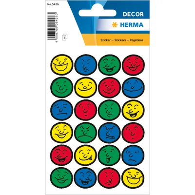 Produktbild von HERMA Gesichts-Sticker bunt selbstklebend 3 Blatt verschiedene Emotionen