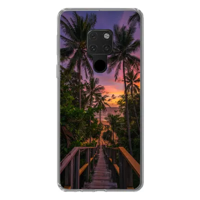 Produktbild von MuchoWow® Handyhülle Schutzhülle Hülle für Huawei P40 Lite Sonnenuntergang - Palmen - Strand Silikon Softcase Handy Hülle - Handy